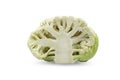 Cross section fresh organic cauliflower on white isolated background with clipping path. Cauliflower have high carbohydrate and Royalty Free Stock Photo