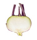 Cross section of fresh purple kohlrabi isolated Royalty Free Stock Photo