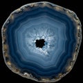 Cross-section of a geode displaying concentric layers of blue and white bands Royalty Free Stock Photo