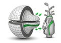 Beside it, a golf bag with multiple golf clubs is illustrated Royalty Free Stock Photo