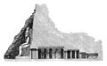 Cross Section of the Great Temple at Abu Simbel,  archaeological site, vintage engraving Royalty Free Stock Photo