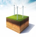 Cross section of ground with wind turbine Royalty Free Stock Photo