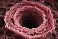 Cross-Section of Human Trachea Under Microscope: Intricate Tissue Structure. Royalty Free Stock Photo