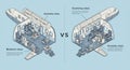 Cross-section illustration of an airplane features business class on the left with Royalty Free Stock Photo