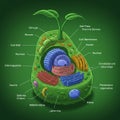 Cross-section illustration of an imaginative plant cell with labels in nonsensical text. Royalty Free Stock Photo