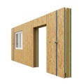 Cross-section of Insulated Wall Panel with Window and Door Frame construction building Royalty Free Stock Photo