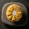 Cross-section of jackfruit on stone surface Royalty Free Stock Photo