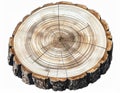 Cross Section of a Light Brown Tree Trunk on White Background Isolated Royalty Free Stock Photo