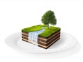 Cross section of little island. 3D rendering Royalty Free Stock Photo