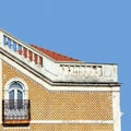 Cross section of an old Portuguese building covered by traditional tiles