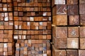 Cross section of sawn timber,Selection of freshly sawn timber material Royalty Free Stock Photo