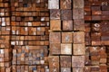 Cross section of sawn timber,Selection of freshly sawn timber material Royalty Free Stock Photo
