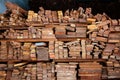 Cross section of sawn timber,Selection of freshly sawn timber material