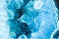 Cross section slice detail macro of a aquamarine color geode. Royalty Free Stock Photo