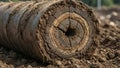 Cross section of soil layers core sample at construction site AI-generated Royalty Free Stock Photo