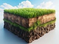 Cross Section of Soil with Grass Royalty Free Stock Photo