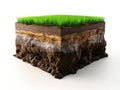 Cross-section of Soil Layers with Grass Royalty Free Stock Photo