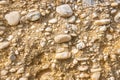 Cross section of soil, sand and rock boulders Royalty Free Stock Photo