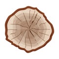 Cross section of tree stump in doodle style, textured aged log isolated on white background. Royalty Free Stock Photo