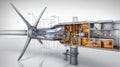 Cross-section view of wind turbine internals, technical and educational style Royalty Free Stock Photo