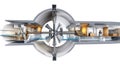 Cross-section view of wind turbine internals, technical and educational style Royalty Free Stock Photo