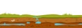 cross-sectional cut of green grass and soil with water source, smooth underground Royalty Free Stock Photo