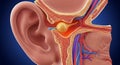 Cross-sectional 3D illustration of the human ear, showcasing its anatomy. Visible Royalty Free Stock Photo