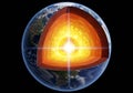 Cross-sectional illustration of Earth revealing its internal structure. Visible are the crust, Royalty Free Stock Photo