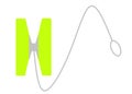 A cross sectional side view of a lime luminous bright green 1A unresponsive yoyo with light grey string white backdrop