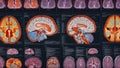 a cross-sectional view of An MRI brain scan. The MRI brain scan shows the anatomy and the structure of the brain