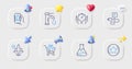 Cross sell, Medical flight and Chemistry lab line icons. For web app, printing. Vector