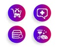 Cross sell, Recovery server and Medical chat icons set. Vacuum cleaner sign. Vector