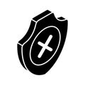 Cross on shield, isometric icon of security alert or no security vector, not verified Royalty Free Stock Photo