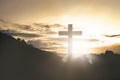 Cross with shine from sunset Royalty Free Stock Photo