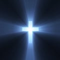 Cross sign holy blue light flare