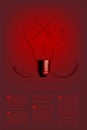 Cross sign shape broken Incandescent light bulb switch off set Wrong idea concept, illustration isolated glow in red gradient Royalty Free Stock Photo