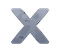 Cross sign, X mark, stone gui symbol. Metal key for cancel, wrong answer, ban, error and fail. Iron design element, game