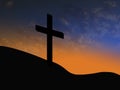 Cross silhouette with sunrise and clouds christian symbol of resurrection