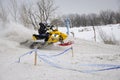 Cross snowmobile rider quickly