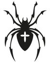 cross spider shape symbol - black and white vector tattoo illustration