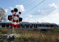 The Cross of St. Andrew ,traffic sign for a railroad crossing.