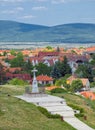 Cross on St. Benedict hill in Veszprem town, Hungary Royalty Free Stock Photo