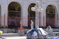 Cross Statue with Construction Royalty Free Stock Photo