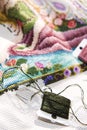 Cross stitch art in the making Royalty Free Stock Photo