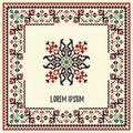 Cross stitch border and design element set with ethnic ornament