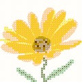 Cross-stitch calendula flower. Vector illustration