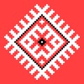 Cool cross stitch element. Isolated ukrainian pattern on red