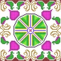 Cross Stitch Embroidery floral design for seamless pattern texture Royalty Free Stock Photo