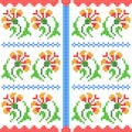 Cross Stitch Embroidery floral design for seamless pattern texture Royalty Free Stock Photo