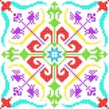 Cross Stitch Embroidery floral design for seamless pattern texture Royalty Free Stock Photo